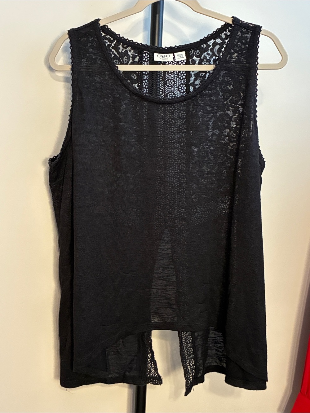 Cato Black Lace-Back Sleeveless Knit Tank 22/24W